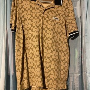 Coach Tan Patterned Polo Shirt